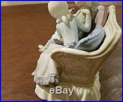 Rare Lladro #5229 Story Time Children On Sofa With Dog