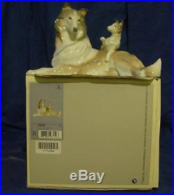 RARE LLADRO COLLIE DOG WithPUPPY -#6459 with box