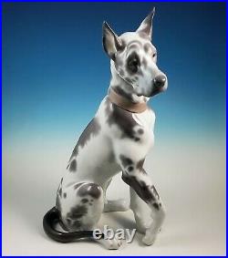 RARE Large Lladro Seated Great Dane Dog Figurine 6558 Alvarez Retired 1998-2000