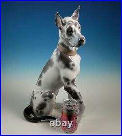 RARE Large Lladro Seated Great Dane Dog Figurine 6558 Alvarez Retired 1998-2000