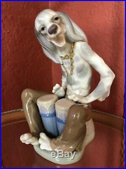 RARE Lladro BONGO PLAYER RETIRED DOG BAND Porcelain Dog Figurine