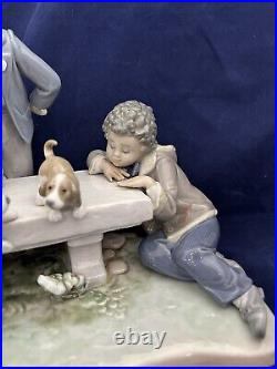 RARE! Lladro Figurine Puppy Dog Tails Depicts Four Boy #5539 With BOX