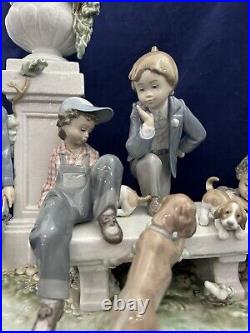 RARE! Lladro Figurine Puppy Dog Tails Depicts Four Boy #5539 With BOX