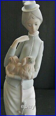 RARE Lladro Retired Figurine- Walk With The Dog, No. 4893, Matte Finish, MINT