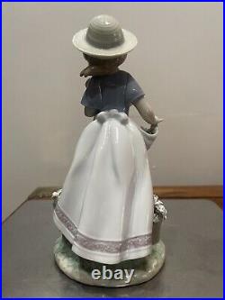 RARE Lladro Romp in the Garden #6907 Girl with dogs flowers 8-3/4 Tall