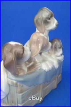 RARE Retired LLADRO Large Dog Figure 1121 PUPS IN THE BOX 1st SUPERB 1971-78