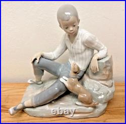 RARE Retired Lladro Boy with Dog #4755