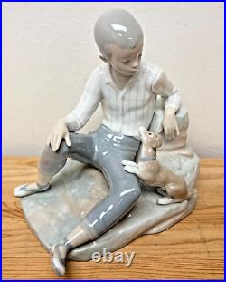 RARE Retired Lladro Boy with Dog #4755