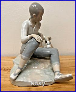 RARE Retired Lladro Boy with Dog #4755