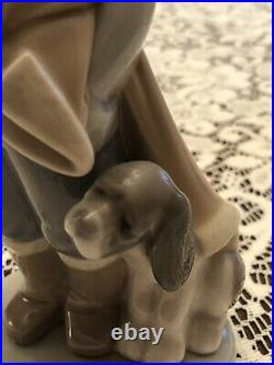 RARE Signed LLADRO Winter Boy with Dog #5220 Retired Mint No Box