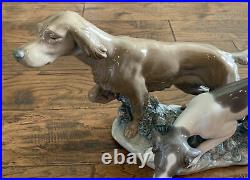 RETIRED LLADRO Attentive Dogs Hunting Porcelain Spain #4957 17.5 L x 10.5 H