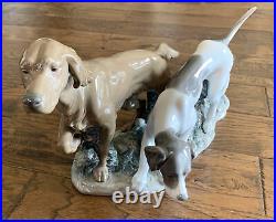 RETIRED LLADRO Attentive Dogs Hunting Porcelain Spain #4957 17.5 L x 10.5 H