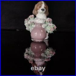 Rare LLADRO TAKE ME HOME DOG FIGURINE #6574 CUTE FLOWERS