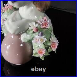 Rare LLADRO TAKE ME HOME DOG FIGURINE #6574 CUTE FLOWERS