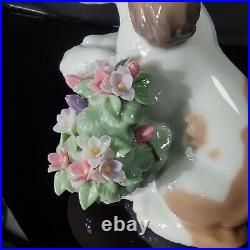 Rare LLADRO TAKE ME HOME DOG FIGURINE #6574 CUTE FLOWERS