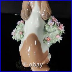 Rare LLADRO TAKE ME HOME DOG FIGURINE #6574 CUTE FLOWERS