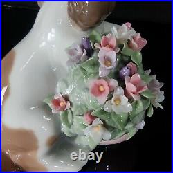 Rare LLADRO TAKE ME HOME DOG FIGURINE #6574 CUTE FLOWERS