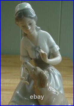 Rare LLadro Nao Lady with Dog Figurine