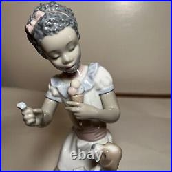 Rare Lladro Black Legacy Collection #5836 Sharing Sweets Figurine, Girl, Dog