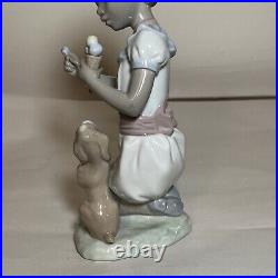 Rare Lladro Black Legacy Collection #5836 Sharing Sweets Figurine, Girl, Dog