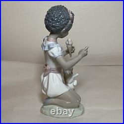 Rare Lladro Black Legacy Collection #5836 Sharing Sweets Figurine, Girl, Dog