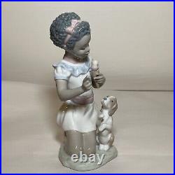 Rare Lladro Black Legacy Collection #5836 Sharing Sweets Figurine, Girl, Dog