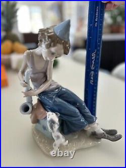 Rare Lladro Boy Playing A Sax With His Dog, Daisa, 1979 Vintage Collection