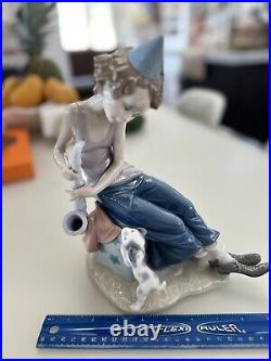 Rare Lladro Boy Playing A Sax With His Dog, Daisa, 1979 Vintage Collection