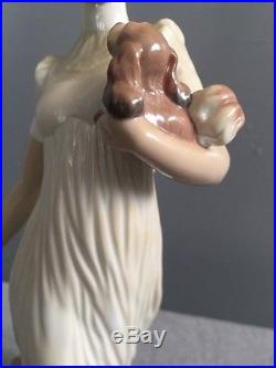 Rare Lladro Figurine #6753 Traveling Companion Tall Lady With Dog Umbrella Retired