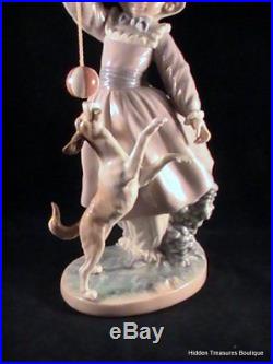 Rare Lladro Girl withDog & Ball #5078 Salvador Furio Porcelain Figurine Spain