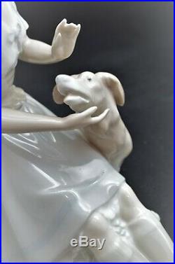 Rare Lladro Nao Figurine Shepherdess Lady With Dog #112