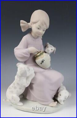 Rare Matte Lladro Honey Lickers Girl with Dalmatians Figurine 1248 Dog Puppy MINT