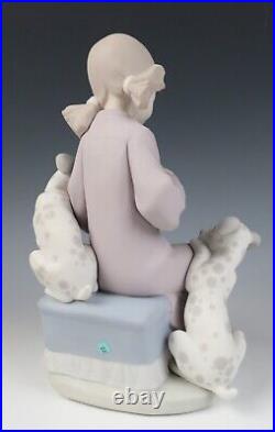 Rare Matte Lladro Honey Lickers Girl with Dalmatians Figurine 1248 Dog Puppy MINT