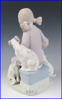 Rare Matte Lladro Honey Lickers Girl with Dalmatians Figurine 1248 Dog Puppy MINT