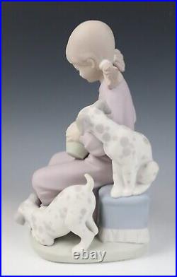 Rare Matte Lladro Honey Lickers Girl with Dalmatians Figurine 1248 Dog Puppy MINT