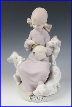 Rare Matte Lladro Honey Lickers Girl with Dalmatians Figurine 1248 Dog Puppy MINT