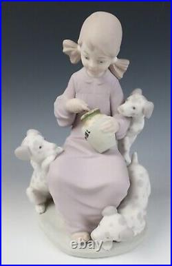 Rare Matte Lladro Honey Lickers Girl with Dalmatians Figurine 1248 Dog Puppy MINT