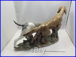 Rare Retired Lladro Figurine #4957 Attentive Dogs, Hunting Irish Setter Hound