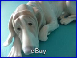 Rare Retired Lladro Large 10 Long Reclining Hound Dog Figurine # 1067