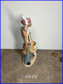 Rare Spanish Terracotta Nao Lladro Ringmaster Clown with Dog 12 Inch Figurine