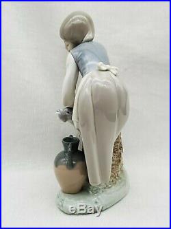 Rare Vintage Estate Lladro Porcelain Figurine 1246 Caress & Rest Girl Log & Dog