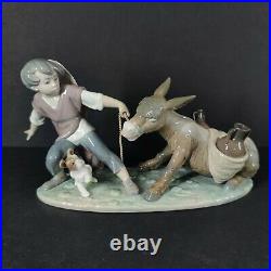 Rare Vintage Lladro Boy wtih Donkey and Dog Mint Condition