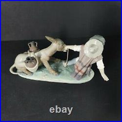 Rare Vintage Lladro Boy wtih Donkey and Dog Mint Condition