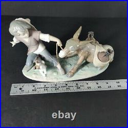 Rare Vintage Lladro Boy wtih Donkey and Dog Mint Condition