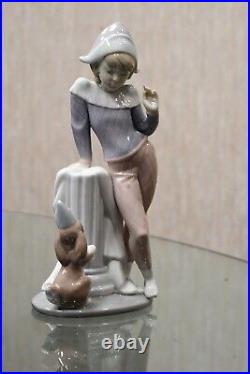 Rare Vintage Lladro Tuesday's Child Boy with Dog Porcelain Figurine