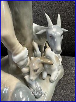 Rare Vintage Zaphir Lladro Porcelain Figurine Shepherd with Dog and Goats