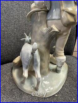 Rare Vintage Zaphir Lladro Porcelain Figurine Shepherd with Dog and Goats