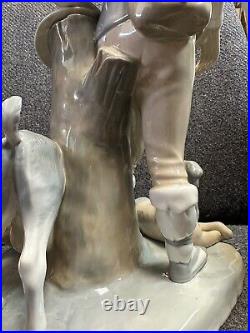 Rare Vintage Zaphir Lladro Porcelain Figurine Shepherd with Dog and Goats