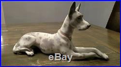 Rare large LLADRO Great Dane porcelain dog retired figurine made in spain