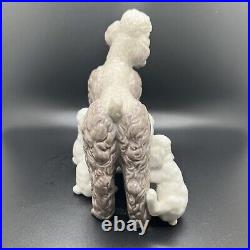 Retired 1974 LLADRO 1257 Woolly Gray Poodle Nursing Pups Litter Figurine Dog Vtg